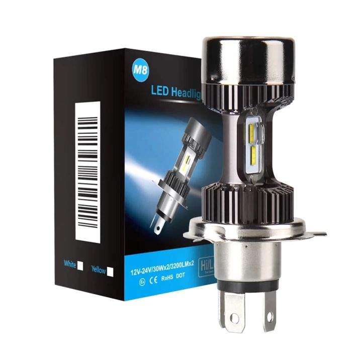 M8 White Color headlight Bulb For Motorcycle. LED 12v H4 Hi Low beam Motoled Headlight-1 Pis