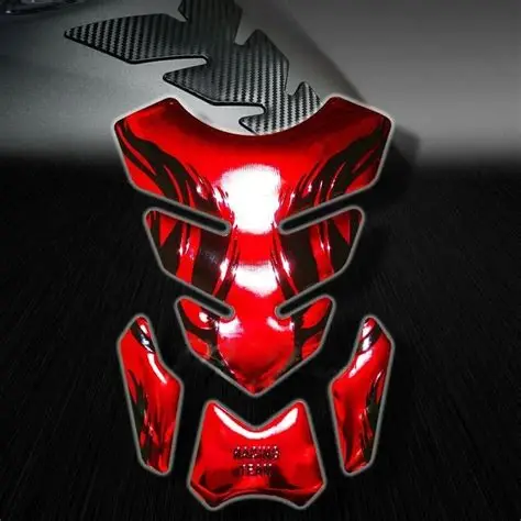 Decoration for bike. 3D Universal Fuel Tank Pad Sticker for Motorcycle. Red color- Fire