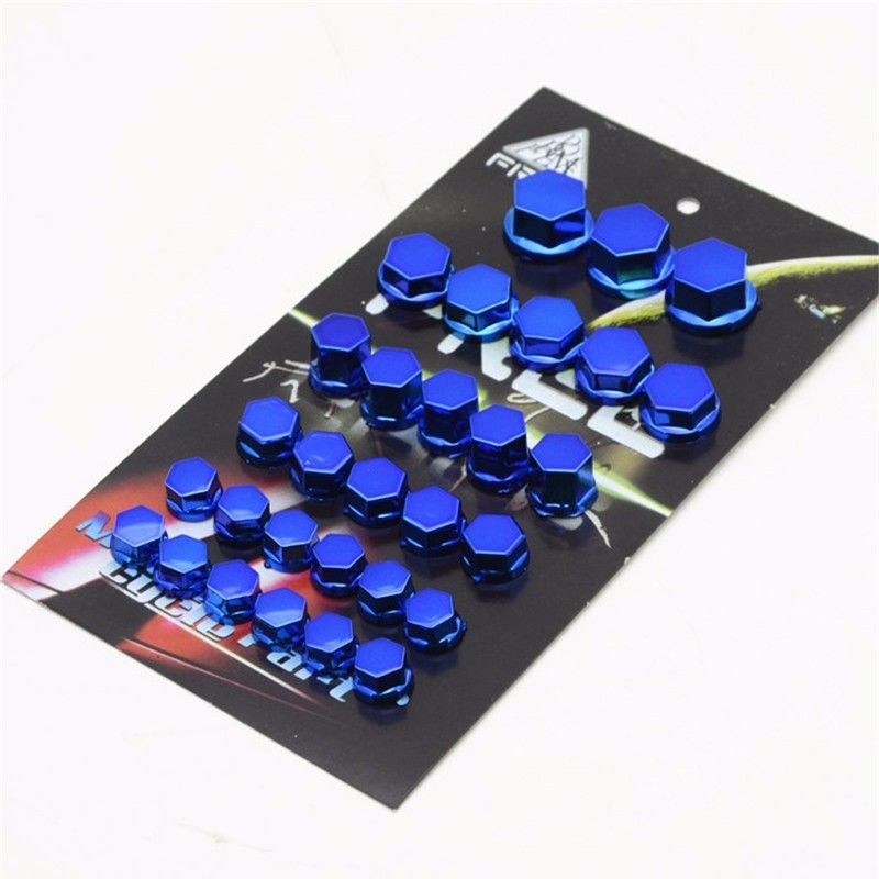 High Quality 30pcs/set Chrome Plating Plastic Screw Nut Cap for Motorcycle , Decoration item -Blue