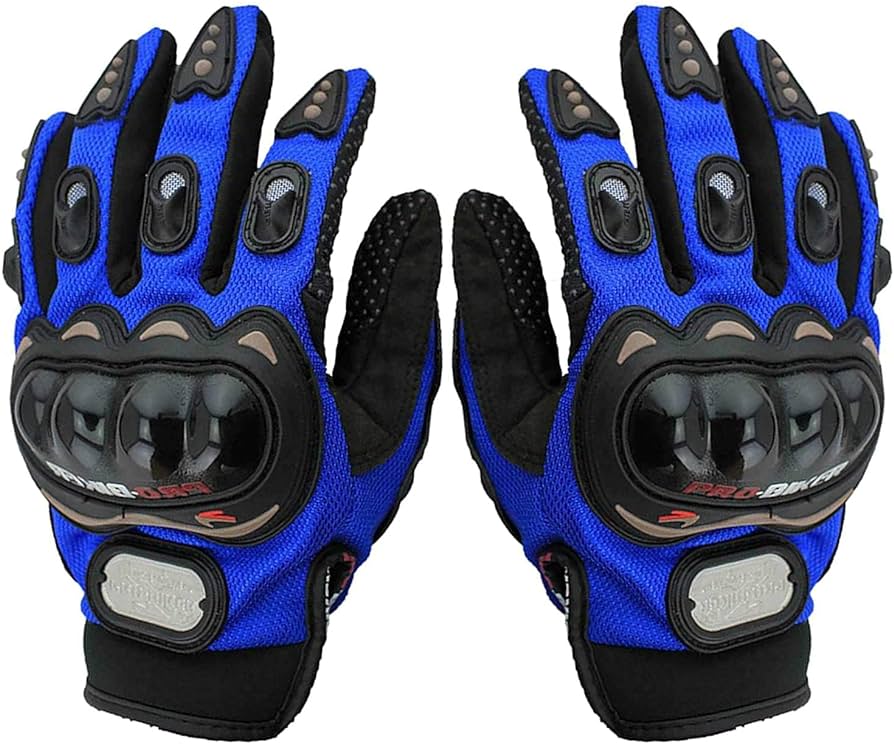 Motorcycle pro-biker full Hand gloves for biker. Screen touch any biker. Blue