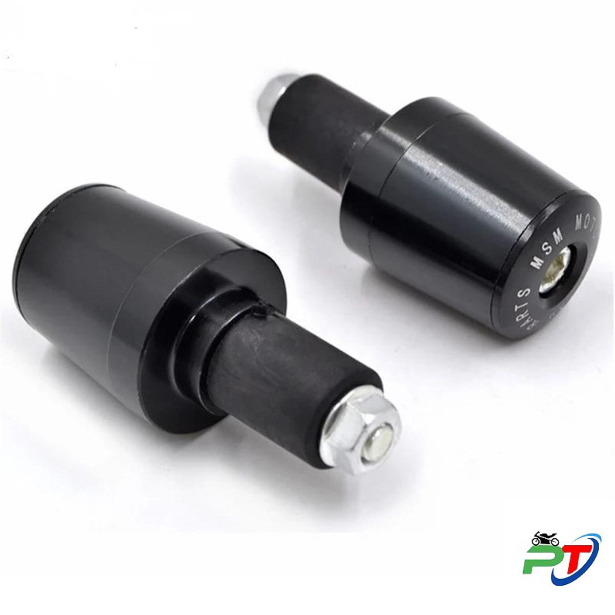 Universal Motorcycle 7/8" Handle bar grips CNC Gutli end slider cap plug - Full Black