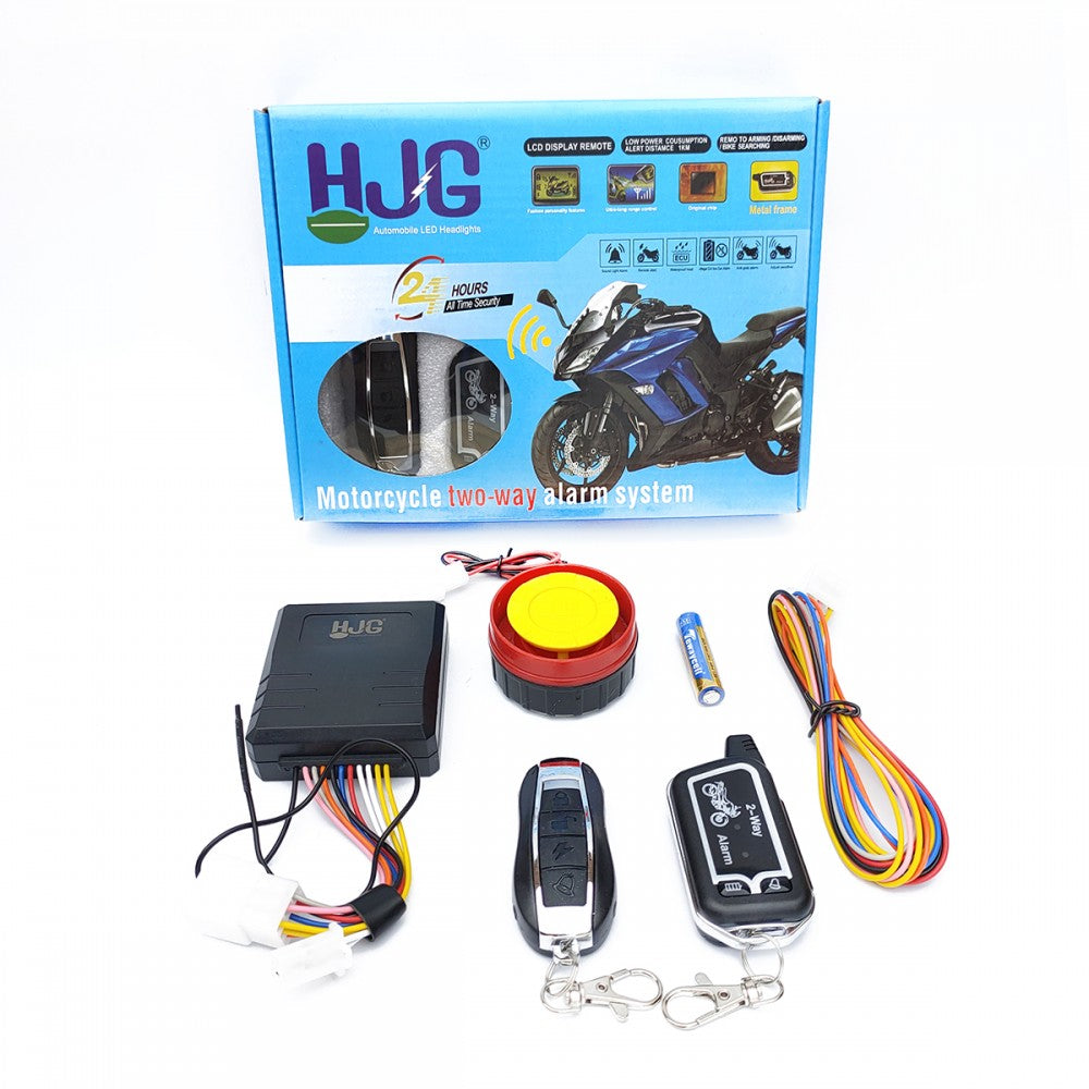 HJG Two-way alarm and vibrate security system for motorcycle.